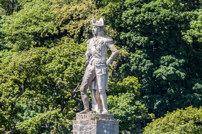 Statue of Nelson on the bank of the Menai Strait